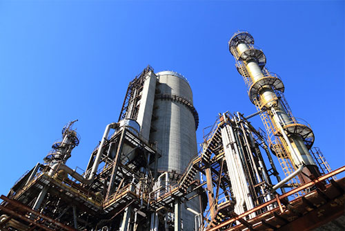 A View of Industry Against Blue Sky