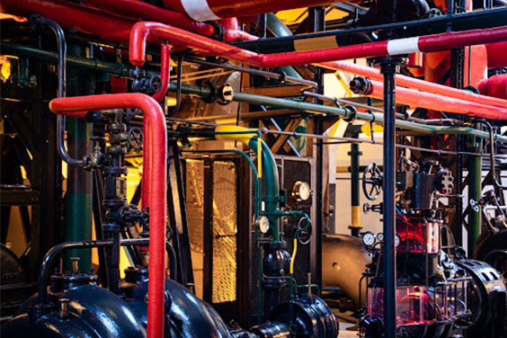 Pipelines and valves in an industrial setting