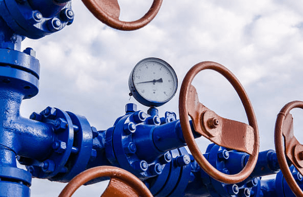 blue industrial valve